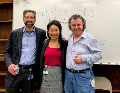 Tony Vella (Left) standing with Maria Xu (Center) and Antoine Menoret (right)